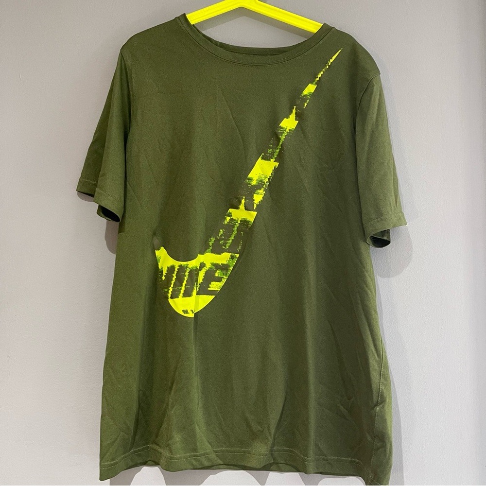 Nike Boys Green Tee with Yellow Logo